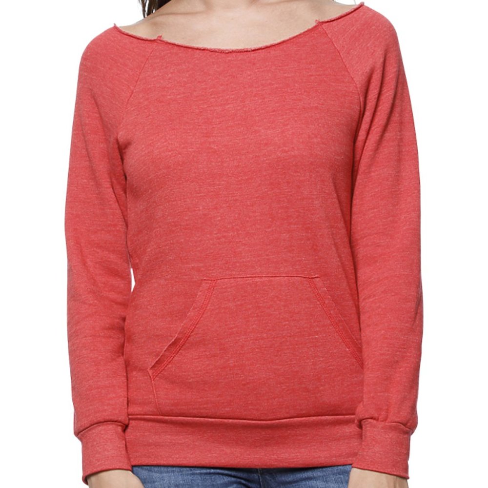 USA Made Eco Tri blend Fleece Raglan Pouch Pocket